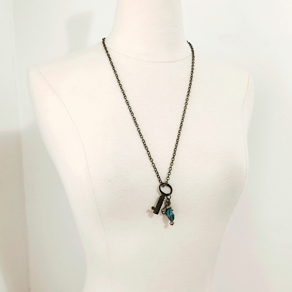 Bronze Antique Key Charm Necklace, Authentic Key, - Picture 2 of 5